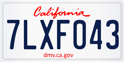 CA license plate 7LXF043