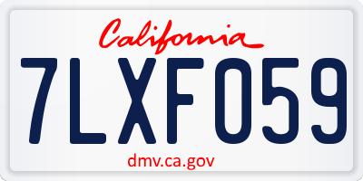 CA license plate 7LXF059