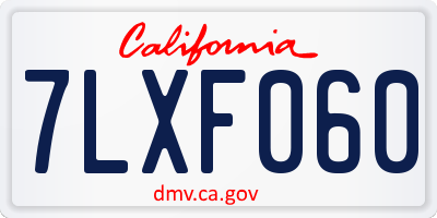 CA license plate 7LXF060