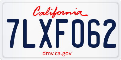 CA license plate 7LXF062
