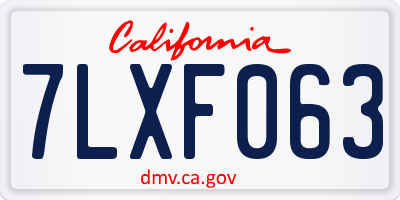 CA license plate 7LXF063