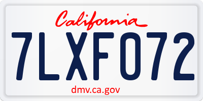 CA license plate 7LXF072