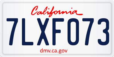 CA license plate 7LXF073