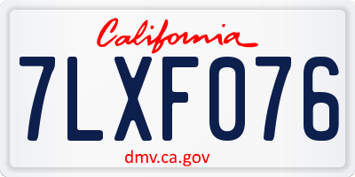 CA license plate 7LXF076
