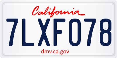 CA license plate 7LXF078