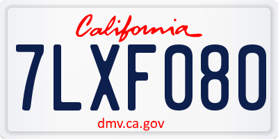 CA license plate 7LXF080