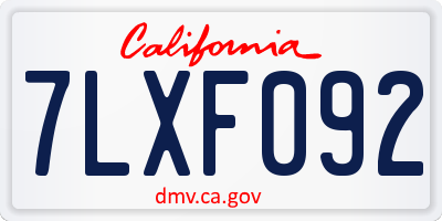 CA license plate 7LXF092