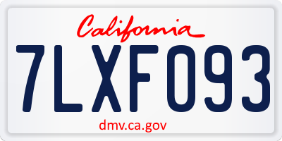 CA license plate 7LXF093
