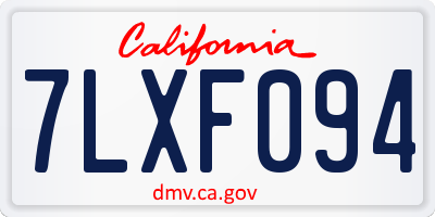 CA license plate 7LXF094