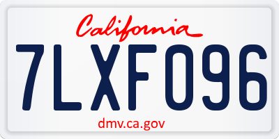 CA license plate 7LXF096