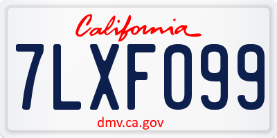 CA license plate 7LXF099