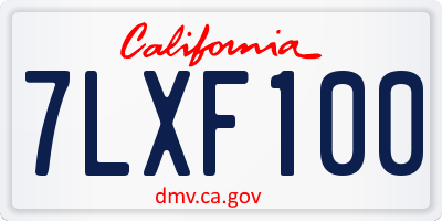 CA license plate 7LXF100