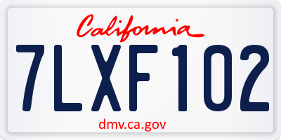 CA license plate 7LXF102