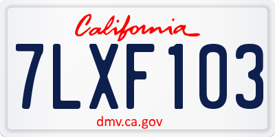 CA license plate 7LXF103