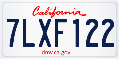 CA license plate 7LXF122