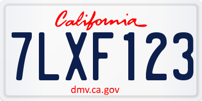 CA license plate 7LXF123