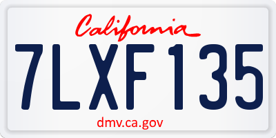 CA license plate 7LXF135