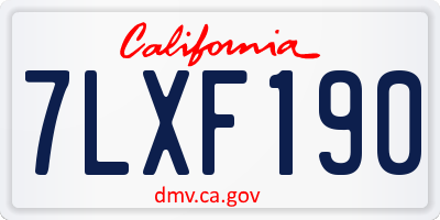 CA license plate 7LXF190