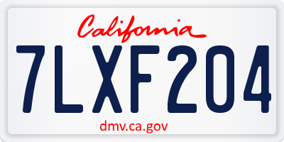 CA license plate 7LXF204