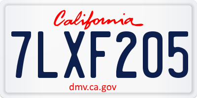 CA license plate 7LXF205