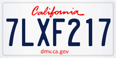 CA license plate 7LXF217