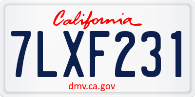 CA license plate 7LXF231