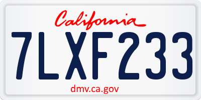 CA license plate 7LXF233