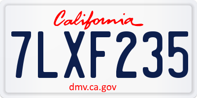 CA license plate 7LXF235