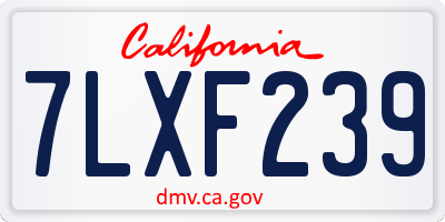 CA license plate 7LXF239