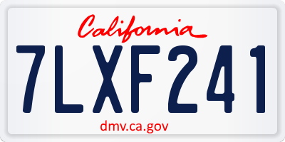 CA license plate 7LXF241