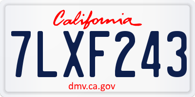 CA license plate 7LXF243