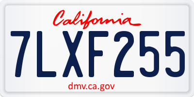 CA license plate 7LXF255