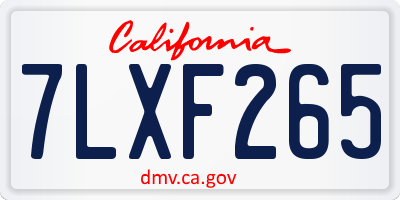 CA license plate 7LXF265