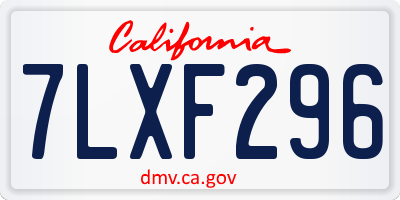 CA license plate 7LXF296