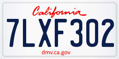 CA license plate 7LXF302