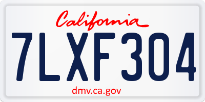 CA license plate 7LXF304