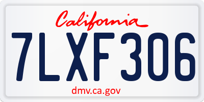 CA license plate 7LXF306