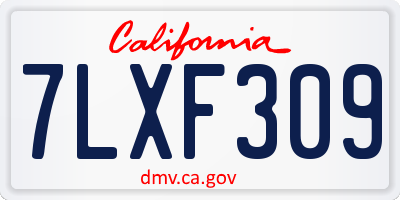 CA license plate 7LXF309