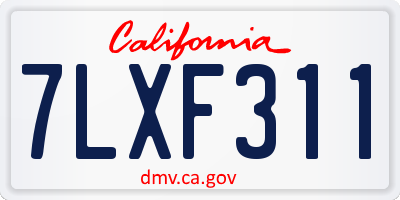 CA license plate 7LXF311
