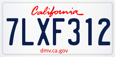 CA license plate 7LXF312