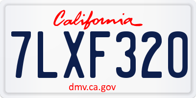 CA license plate 7LXF320