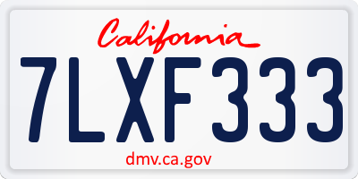 CA license plate 7LXF333