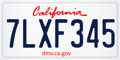 CA license plate 7LXF345
