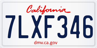 CA license plate 7LXF346