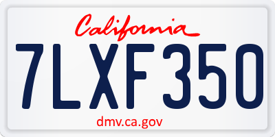 CA license plate 7LXF350