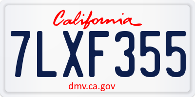 CA license plate 7LXF355