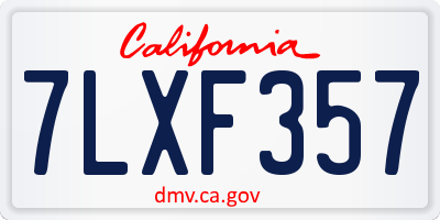 CA license plate 7LXF357