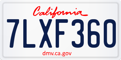 CA license plate 7LXF360