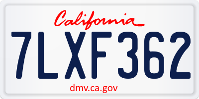 CA license plate 7LXF362