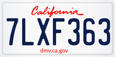CA license plate 7LXF363